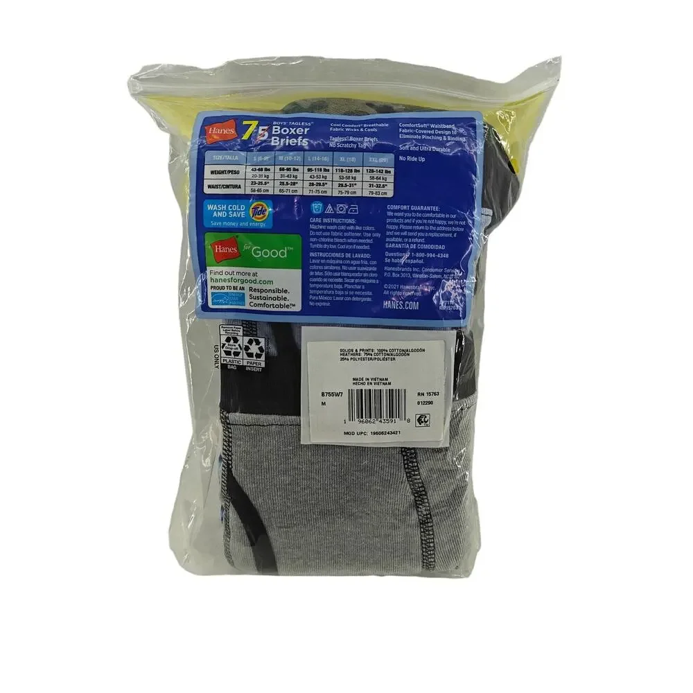 Hanes Boys Comfort Soft Waistband Camo Prints Boxer Briefs 5+2 Medium